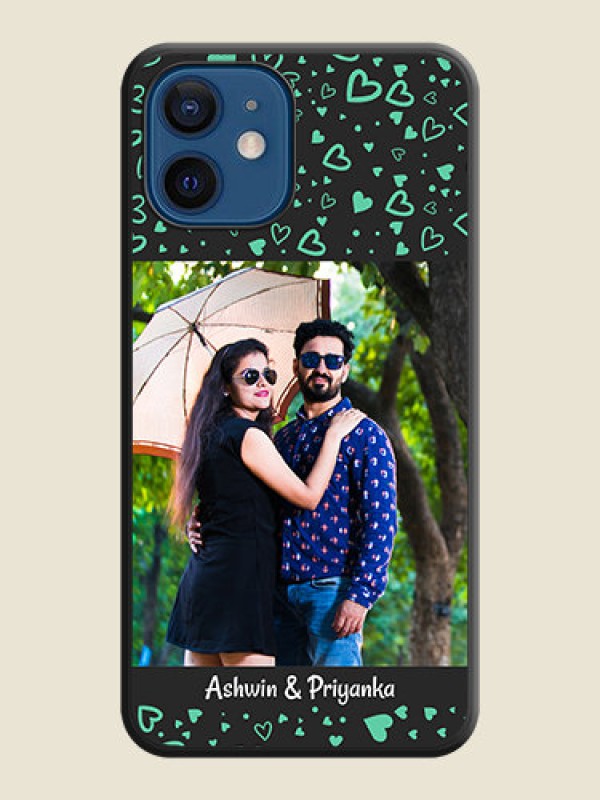 Custom Sea Green Indefinite Love Pattern on Photo on Space Black Soft Matte Mobile Cover - iPhone 12 Mini