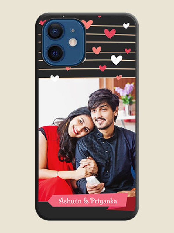Custom Love Pattern with Name on Pink Ribbon  on Photo on Space Black Soft Matte Back Cover - iPhone 12 Mini