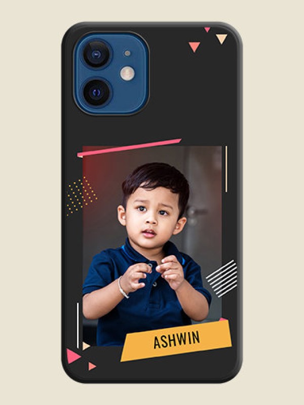 Custom Photo Frame with Triangle Small Dots on Photo on Space Black Soft Matte Back Cover - iPhone 12 Mini