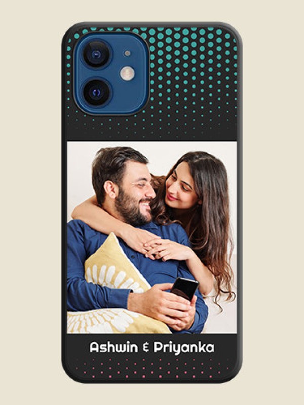 Custom Faded Dots with Grunge Photo Frame and Text on Space Black Custom Soft Matte Phone Cases - iPhone 12 Mini