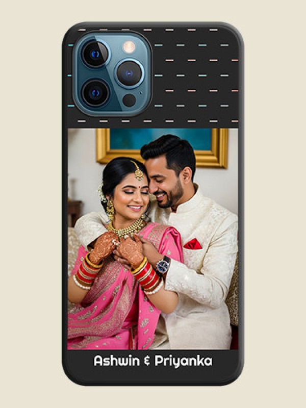 Custom Line Pattern Design with Text on Space Black Custom Soft Matte Phone Back Cover - iPhone 12 Pro Max