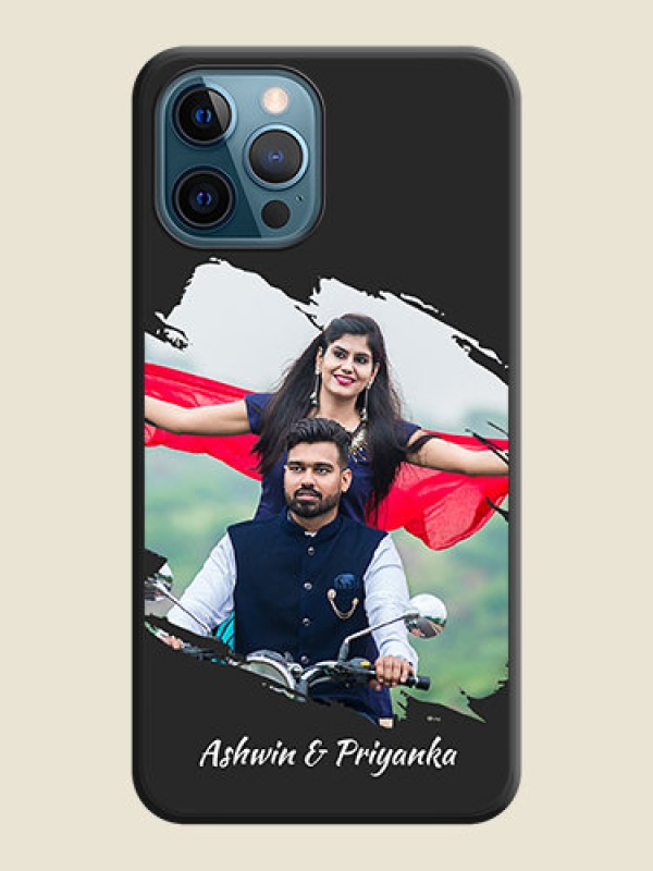 Custom Grunge Brush Strokes on Photo on Space Black Soft Matte Back Cover - iPhone 12 Pro Max