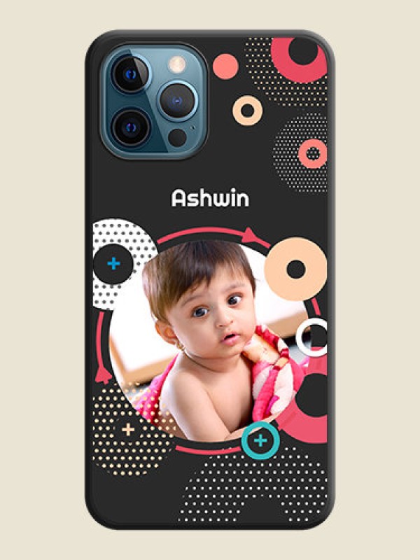 Custom Multicoloured Round Image on Personalised Space Black Soft Matte Cases - iPhone 12 Pro