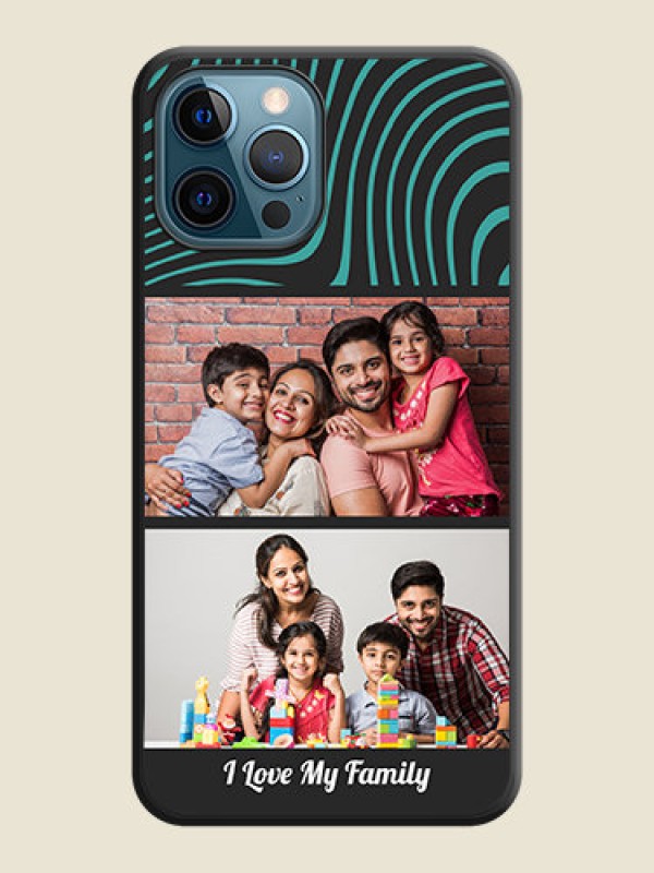 Custom Wave Pattern with 2 Image Holder on Space Black Personalized Soft Matte Phone Covers - iPhone 12 Pro