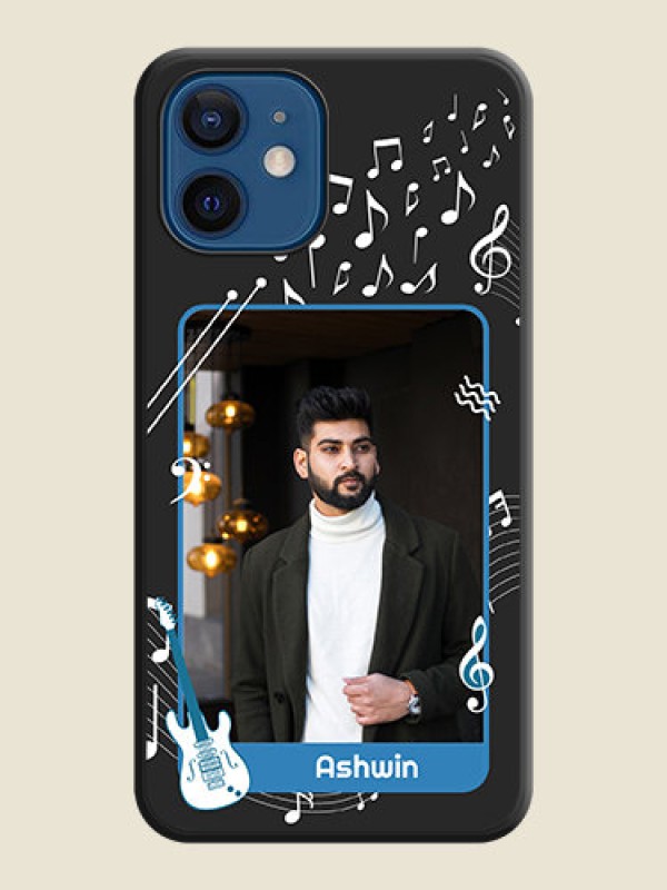 Custom Musical Theme Design with Text on Photo on Space Black Soft Matte Mobile Case - iPhone 12