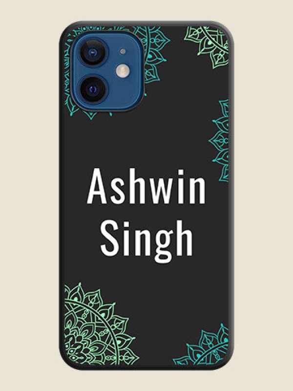 Custom Your Name with Floral Design on Space Black Custom Soft Matte Back Cover - iPhone 12