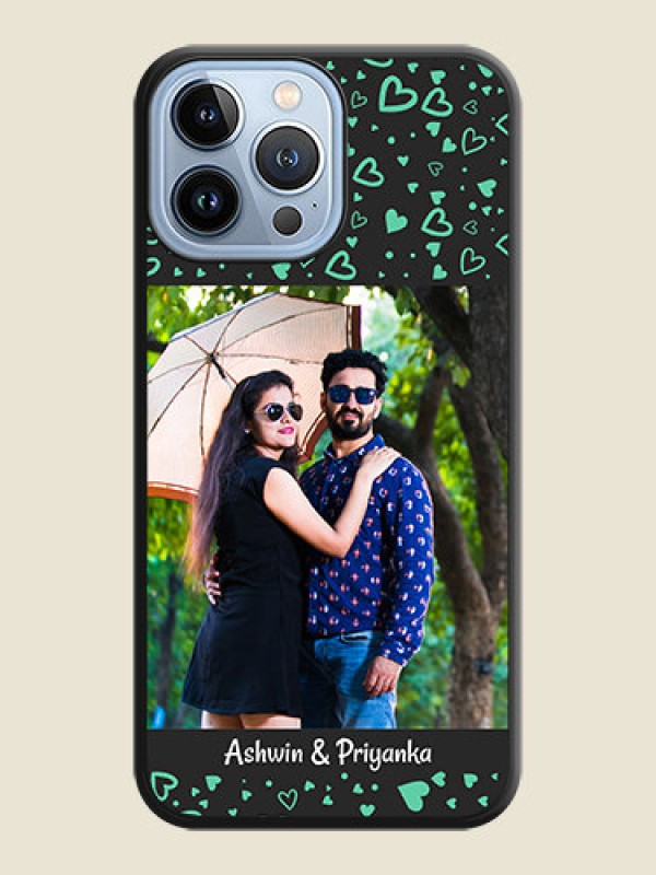 Custom Sea Green Indefinite Love Pattern on Photo on Space Black Soft Matte Mobile Cover - iPhone 13 Pro Max