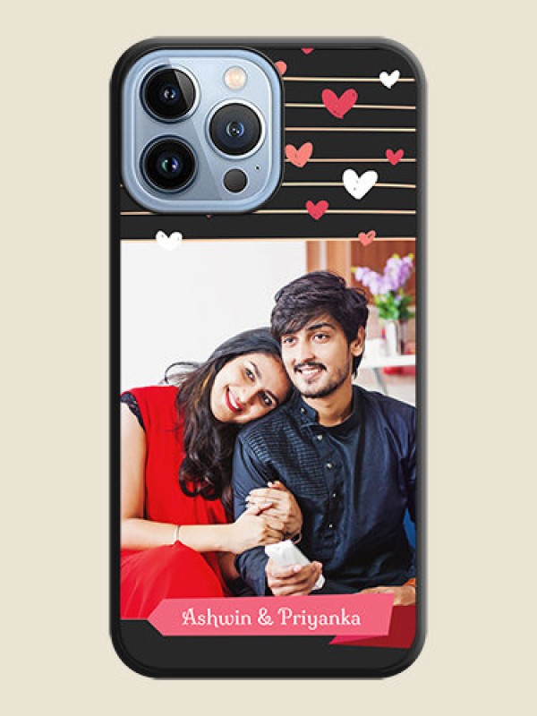 Custom Love Pattern with Name on Pink Ribbon on Photo on Space Black Soft Matte Back Cover - iPhone 13 Pro Max
