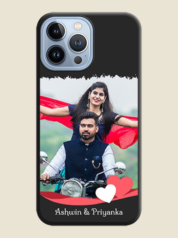 Custom Pin Color Love Shaped Ribbon Design with Text on Space Black Custom Soft Matte Phone Back Cover - iPhone 13 Pro Max
