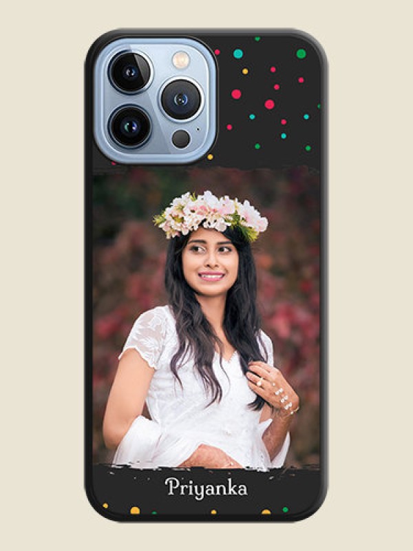 Custom Multicolor Dotted Pattern with Text on Space Black Custom Soft Matte Phone Back Cover - iPhone 13 Pro Max