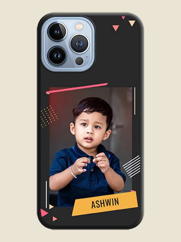Custom Photo Frame with Triangle Small Dots on Photo on Space Black Soft Matte Back Cover - iPhone 13 Pro Max