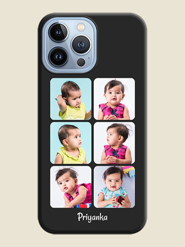 Custom Floral Art with 6 Image Holder on Photo on Space Black Soft Matte Mobile Case - iPhone 13 Pro Max