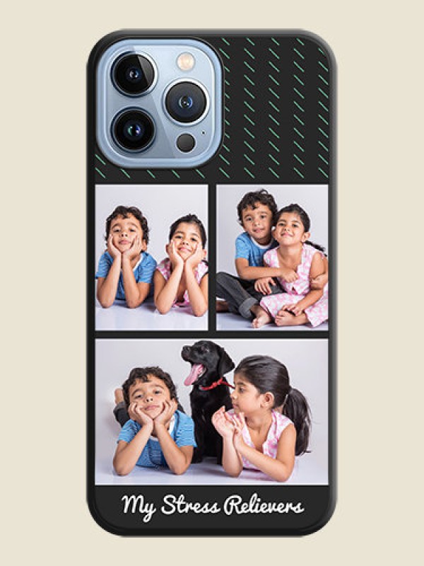 Custom Cross Dotted Pattern with 2 Image Holder on Personalised Space Black Soft Matte Cases - iPhone 13 Pro Max