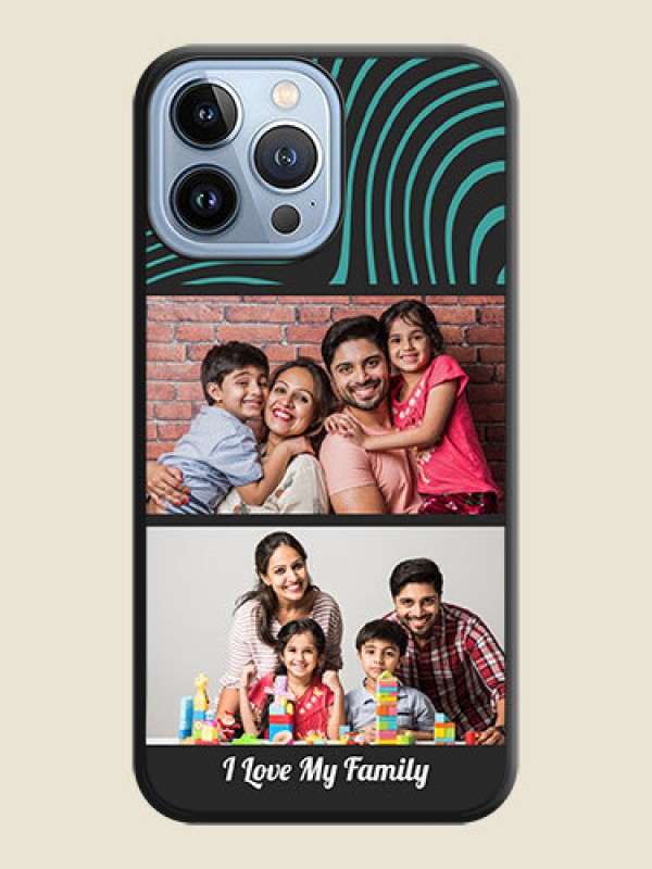 Custom Wave Pattern with 2 Image Holder on Space Black Personalized Soft Matte Phone Covers - iPhone 13 Pro Max