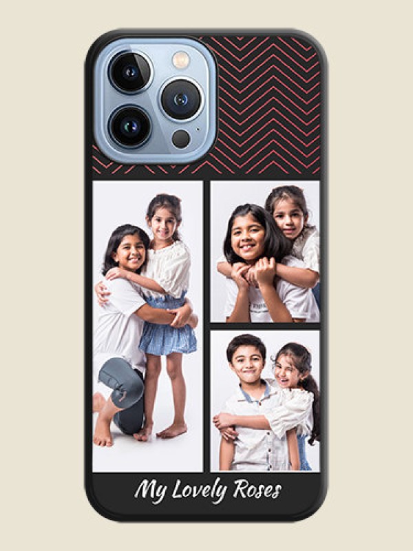 Custom Wave Pattern with 3 Image Holder on Space Black Custom Soft Matte Back Cover - iPhone 13 Pro Max
