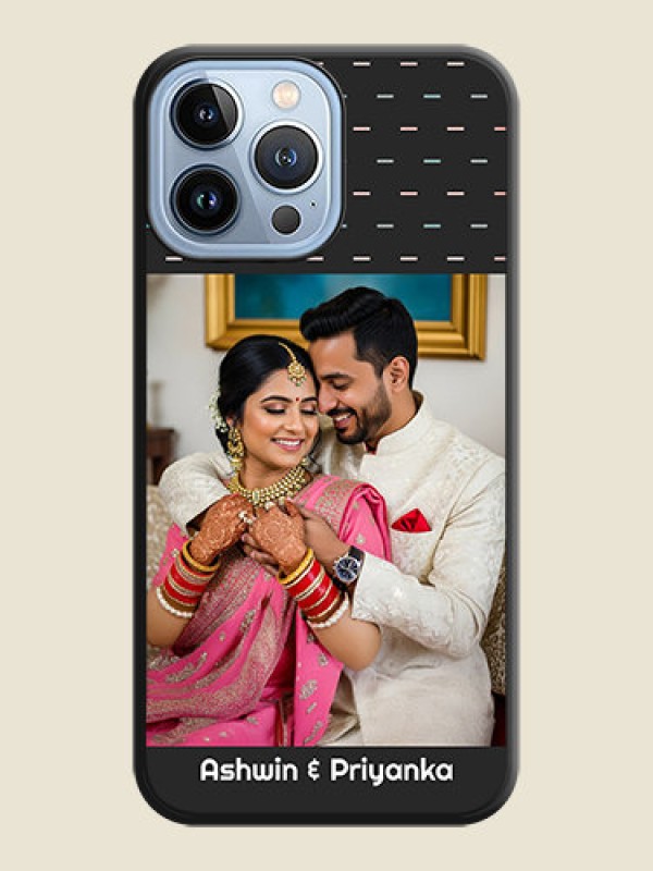 Custom Line Pattern Design with Text on Space Black Custom Soft Matte Phone Back Cover - iPhone 13 Pro Max