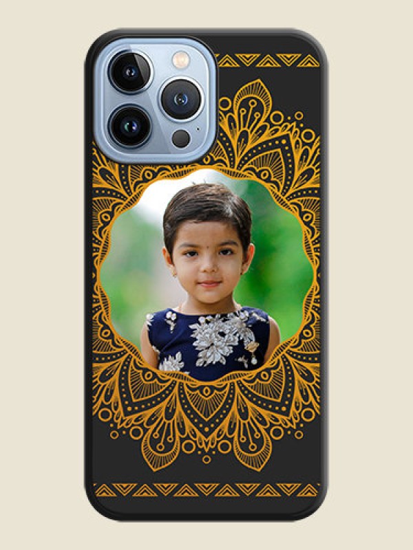Custom Round Image with Floral Design on Photo on Space Black Soft Matte Mobile Cover - iPhone 13 Pro Max