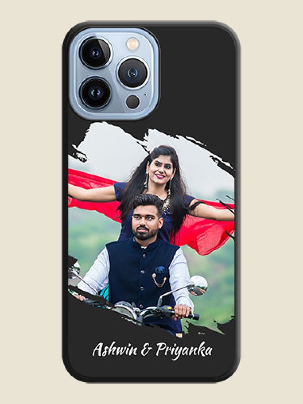 Custom Grunge Brush Strokes on Photo on Space Black Soft Matte Back Cover - iPhone 13 Pro Max