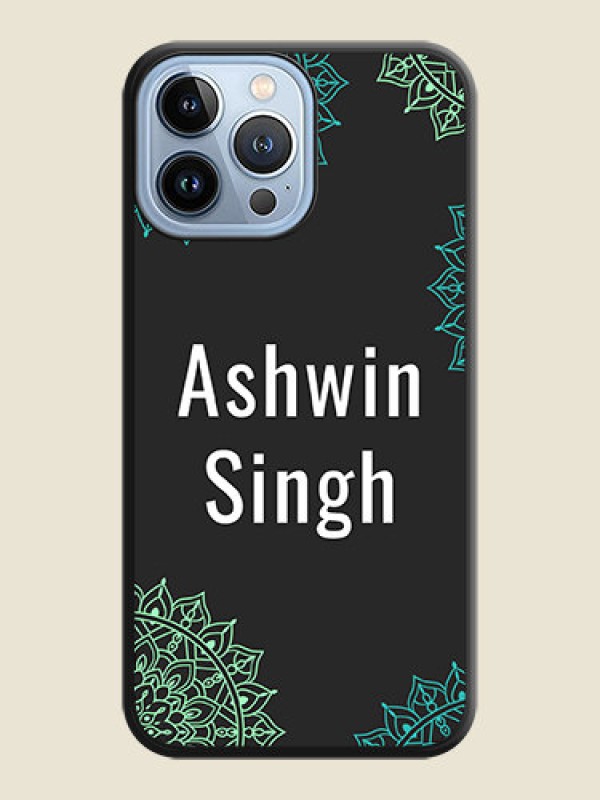Custom Your Name with Floral Design on Space Black Custom Soft Matte Back Cover - iPhone 13 Pro Max