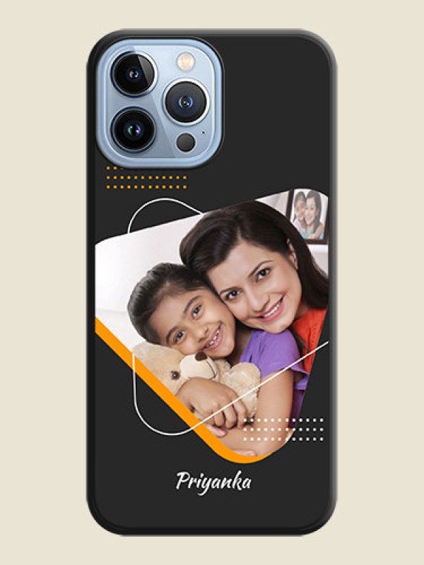Custom Yellow Triangle on Photo on Space Black Soft Matte Phone Cover - iPhone 13 Pro Max