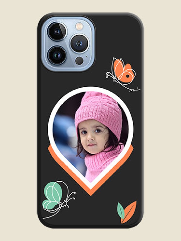 Custom Upload Pic With Simple Butterly Design On Space Black Personalized Soft Matte Phone Covers -Apple Iphone 13 Pro Max