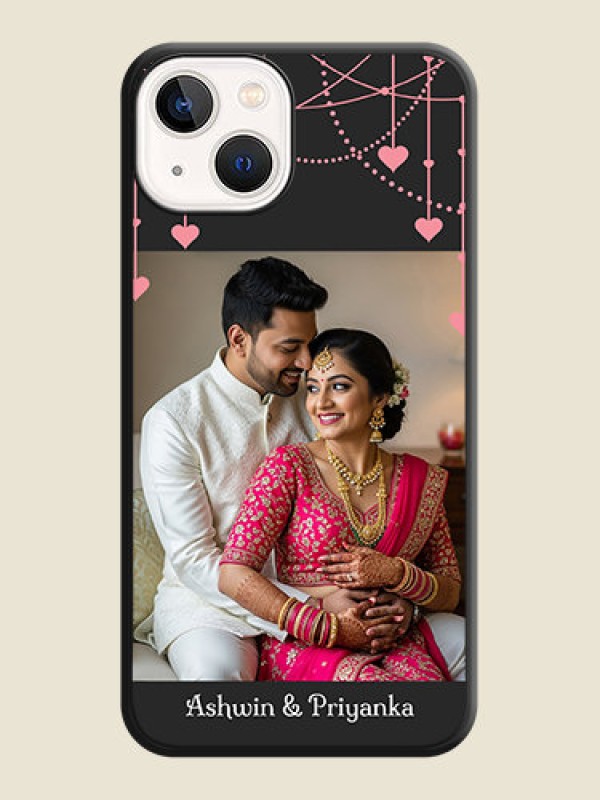 Custom Pink Love Hangings with Text on Space Black Custom Soft Matte Back Cover - iPhone 13