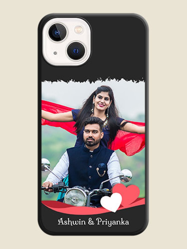 Custom Pin Color Love Shaped Ribbon Design with Text on Space Black Custom Soft Matte Phone Back Cover - iPhone 13