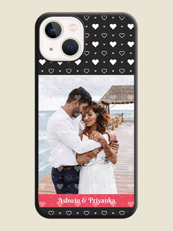 Custom White Color Love Symbols with Text Design on Photo on Space Black Soft Matte Phone Cover - iPhone 13
