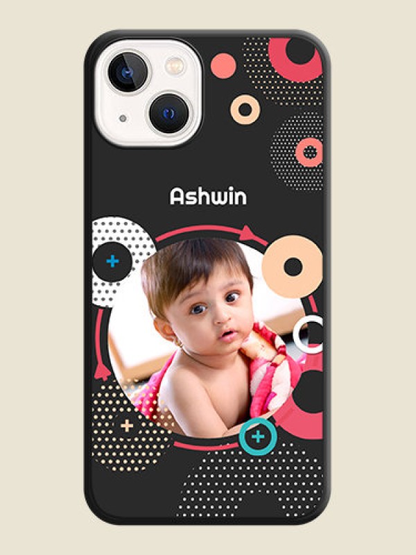 Custom Multicoloured Round Image on Personalised Space Black Soft Matte Cases - iPhone 13