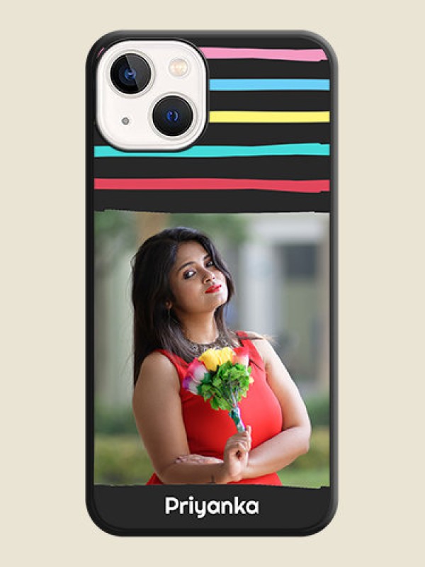 Custom Multicolor Lines with Image on Space Black Personalized Soft Matte Phone Covers - iPhone 13
