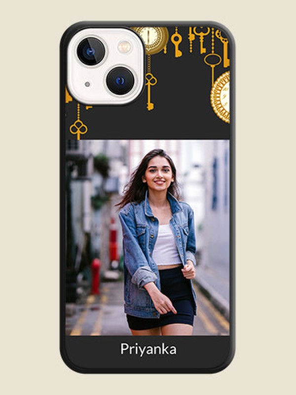 Custom Decorative Design with Text on Space Black Custom Soft Matte Back Cover - iPhone 13