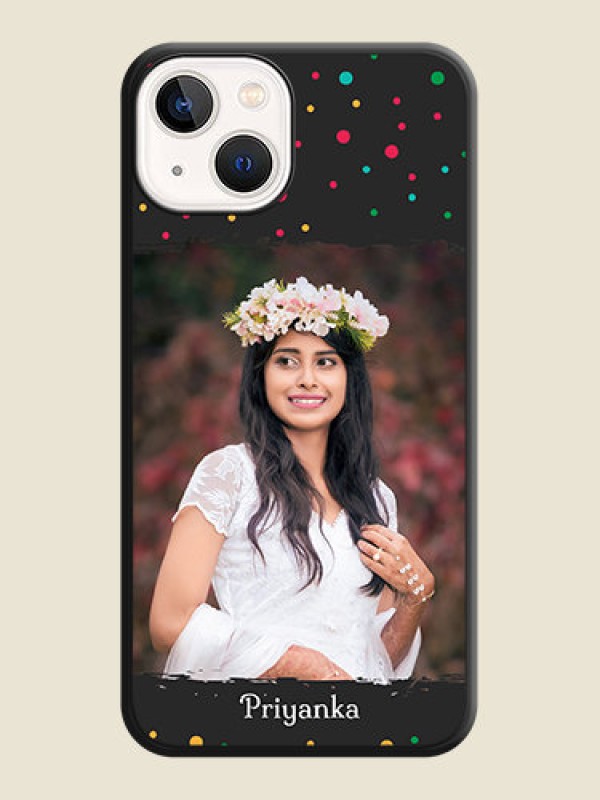 Custom Multicolor Dotted Pattern with Text on Space Black Custom Soft Matte Phone Back Cover - iPhone 13