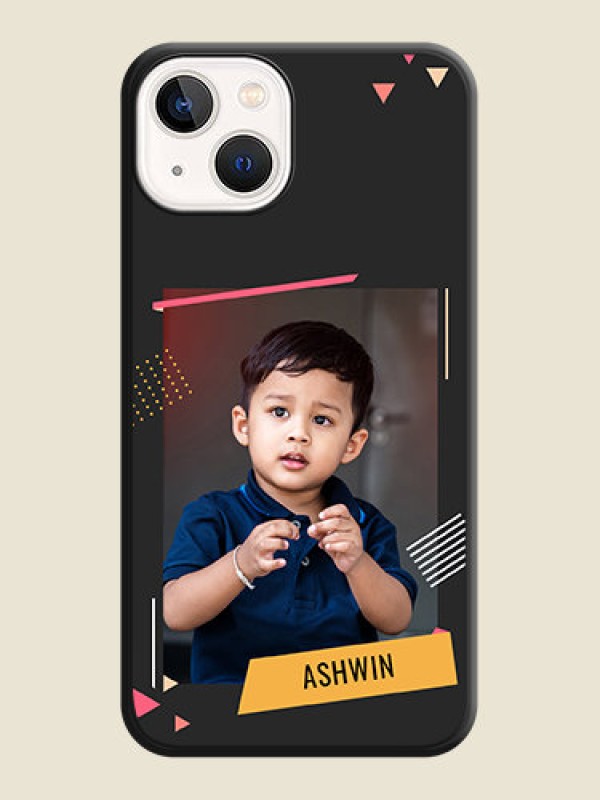 Custom Photo Frame with Triangle Small Dots on Photo on Space Black Soft Matte Back Cover - iPhone 13