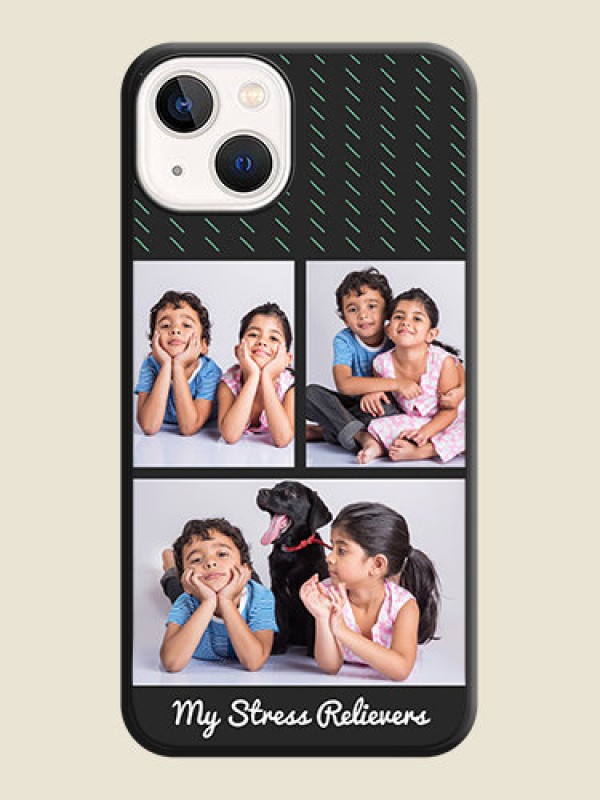 Custom Cross Dotted Pattern with 2 Image Holder on Personalised Space Black Soft Matte Cases - iPhone 13