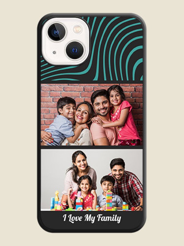 Custom Wave Pattern with 2 Image Holder on Space Black Personalized Soft Matte Phone Covers - iPhone 13