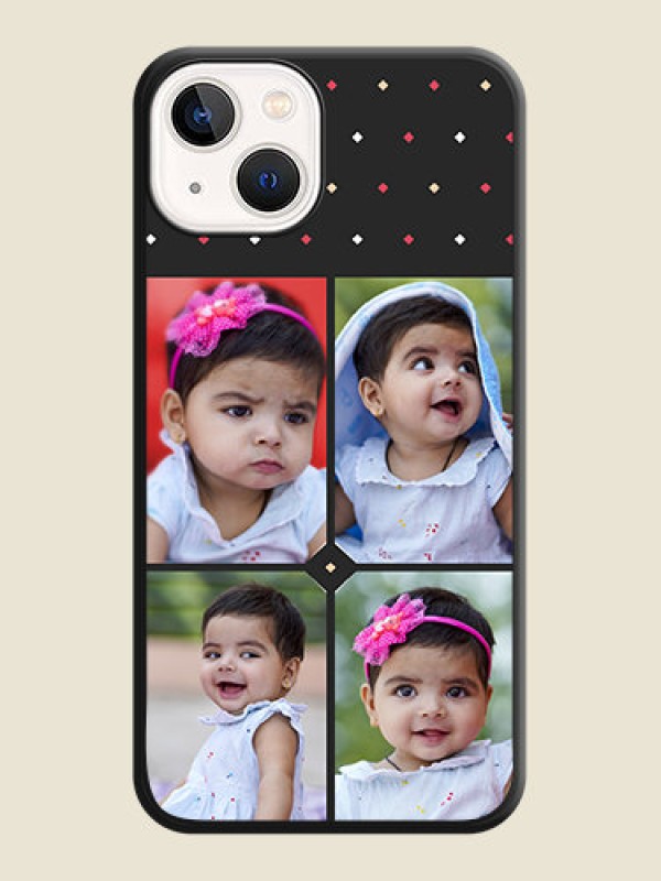 Custom Multicolor Dotted Pattern with 4 Image Holder on Space Black Custom Soft Matte Phone Cases - iPhone 13