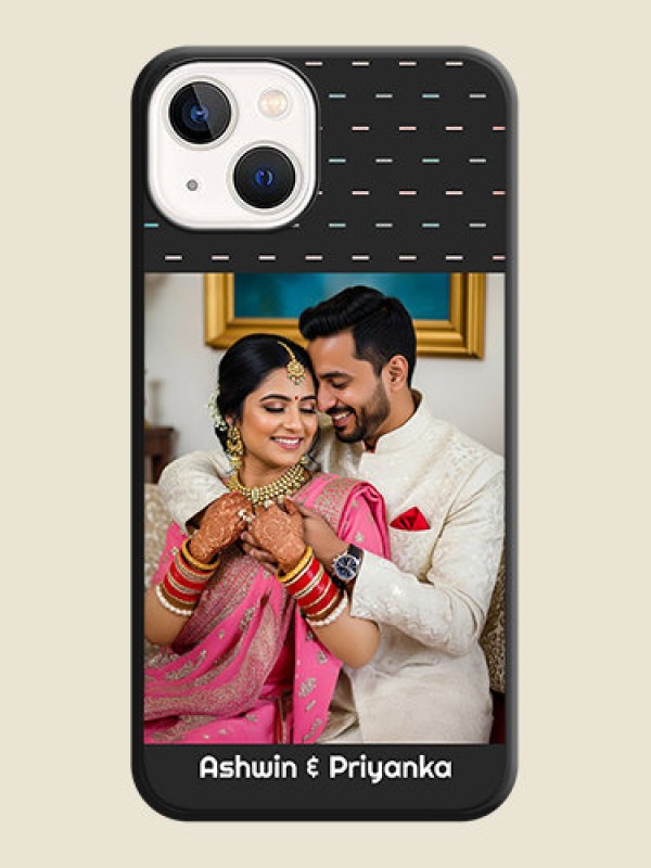 Custom Line Pattern Design with Text on Space Black Custom Soft Matte Phone Back Cover - iPhone 13