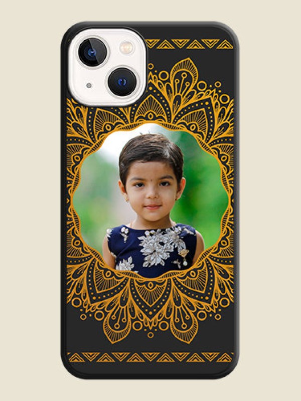 Custom Round Image with Floral Design on Photo on Space Black Soft Matte Mobile Cover - iPhone 13