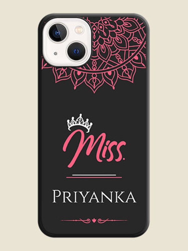 Custom Mrs Name with Floral Design on Space Black Personalized Soft Matte Phone Covers - iPhone 13