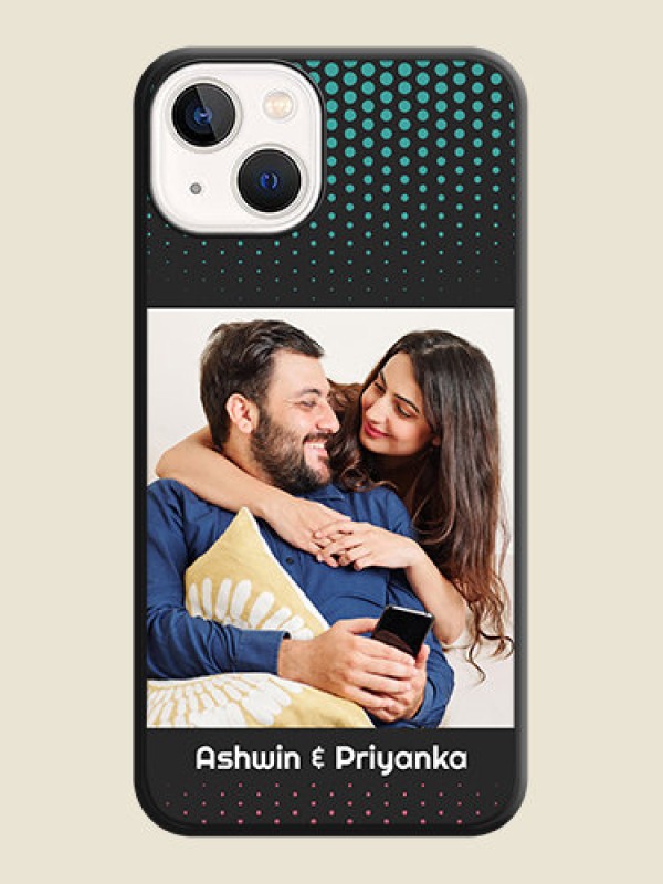Custom Faded Dots with Grunge Photo Frame and Text on Space Black Custom Soft Matte Phone Cases - iPhone 13