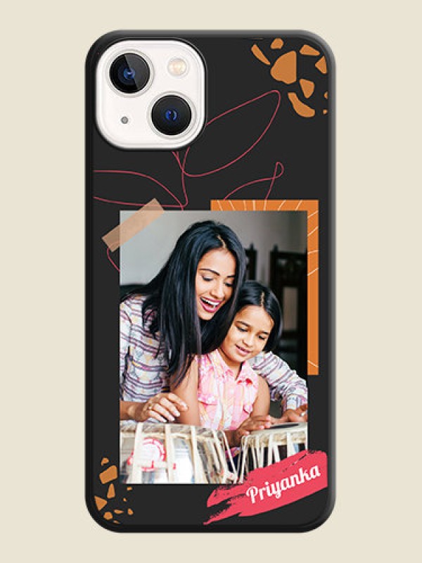 Custom Orange Photo Frame on Space Black Custom Soft Matte Phone Back Cover - iPhone 13
