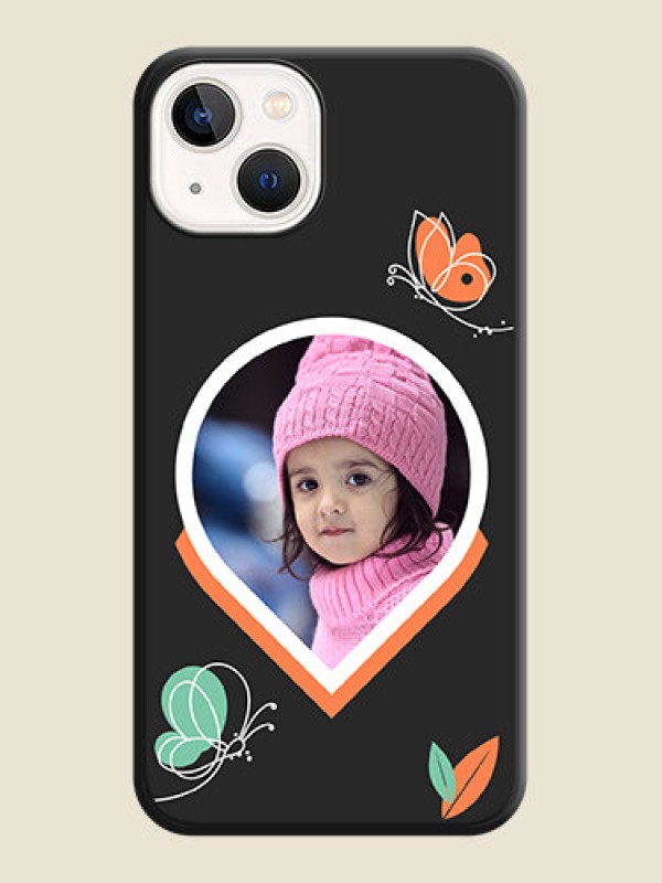 Custom Upload Pic With Simple Butterly Design On Space Black Personalized Soft Matte Phone Covers -Apple Iphone 13