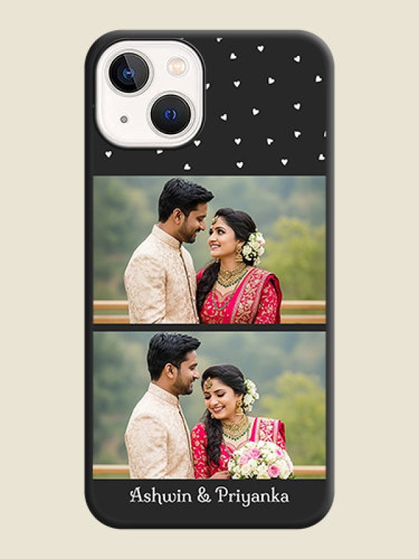 Custom Miniature Love Symbols with Name on Space Black Custom Soft Matte Back Cover - iPhone 14 Plus