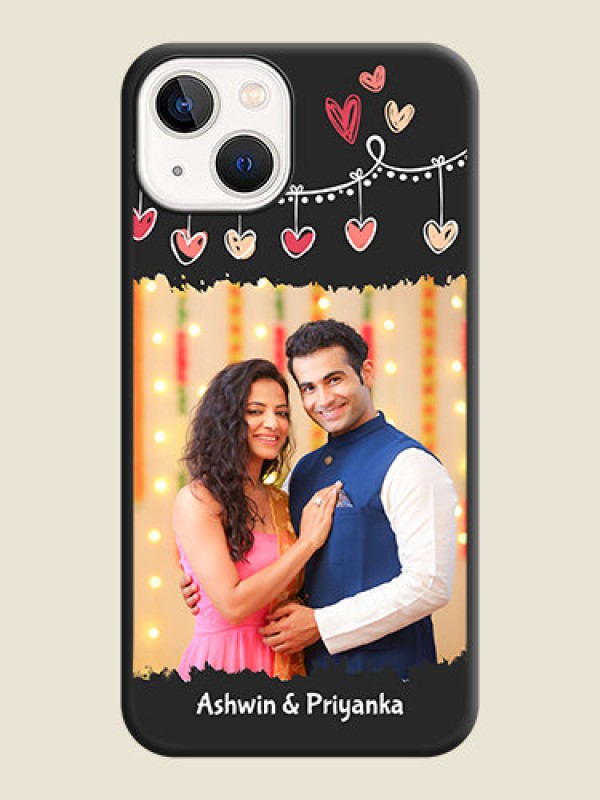Custom Pink Love Hangings with Name on Space Black Custom Soft Matte Phone Cases - iPhone 14 Plus