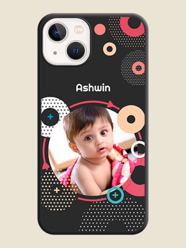 Custom Multicoloured Round Image on Personalised Space Black Soft Matte Cases - iPhone 14 Plus