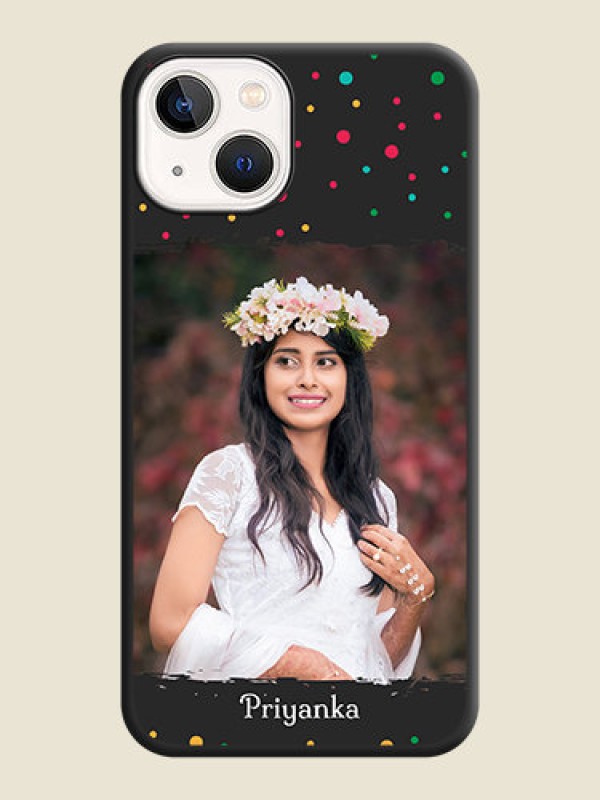 Custom Multicolor Dotted Pattern with Text on Space Black Custom Soft Matte Phone Back Cover - iPhone 14 Plus