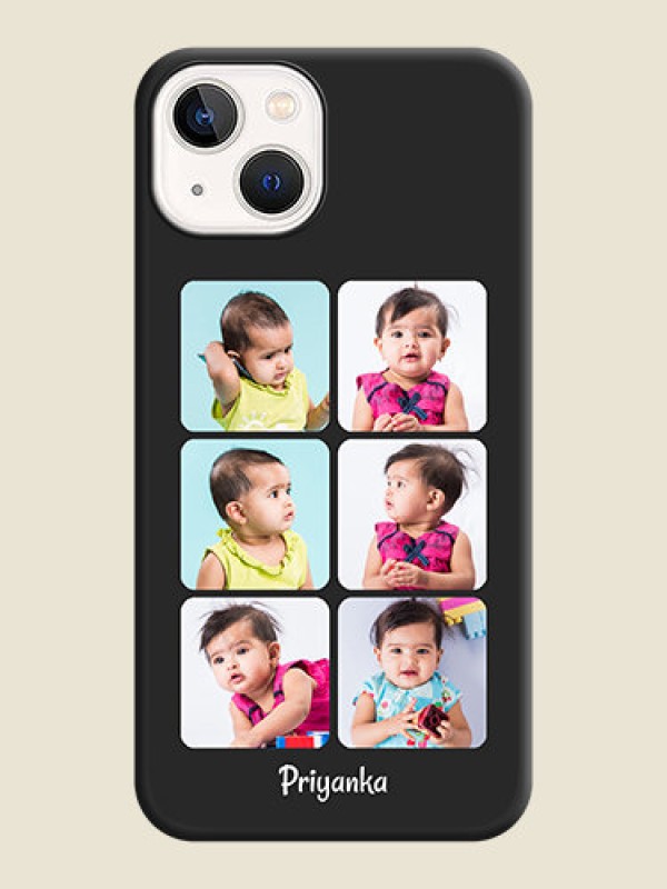 Custom Floral Art with 6 Image Holder on Photo on Space Black Soft Matte Mobile Case - iPhone 14 Plus