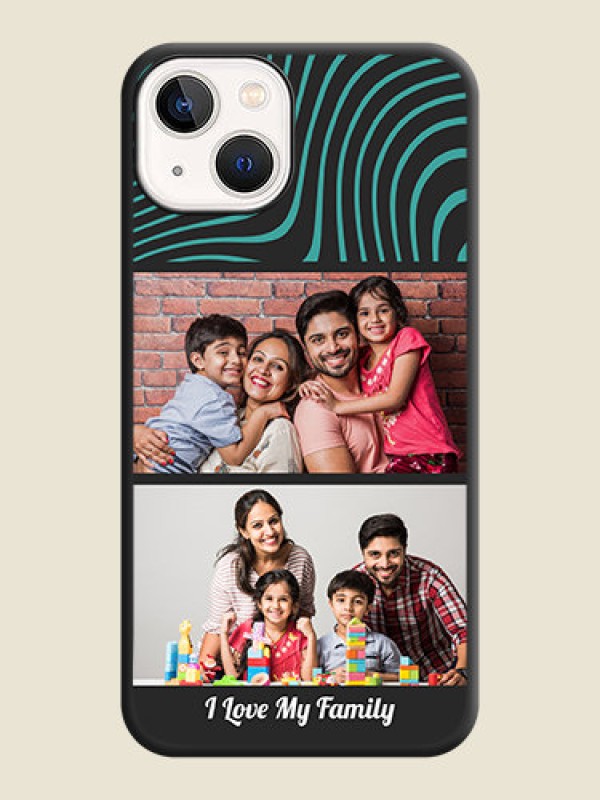 Custom Wave Pattern with 2 Image Holder on Space Black Personalized Soft Matte Phone Covers - iPhone 14 Plus