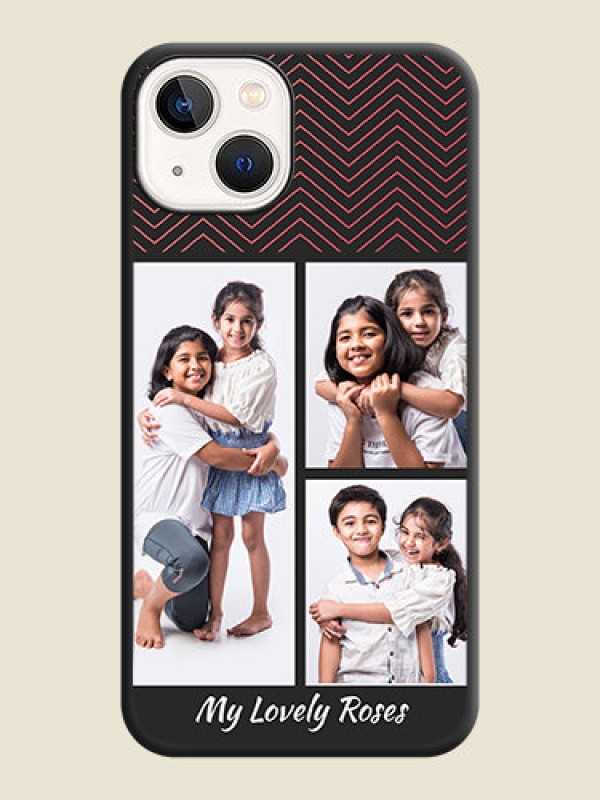 Custom Wave Pattern with 3 Image Holder on Space Black Custom Soft Matte Back Cover - iPhone 14 Plus