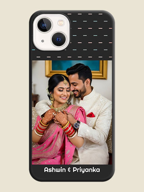 Custom Line Pattern Design with Text on Space Black Custom Soft Matte Phone Back Cover - iPhone 14 Plus